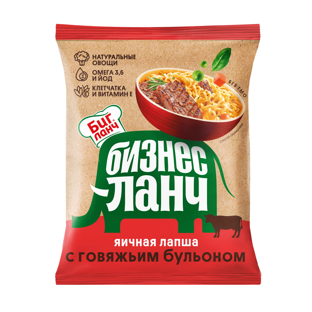 Лапша с говяжьим бульоном Бизнес-Ланч в стандартной упаковке